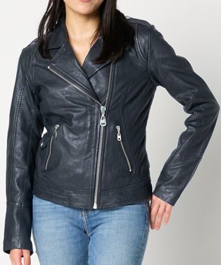 woadblue ＜DOMA＞MOTO JACKET NAVY NAVY