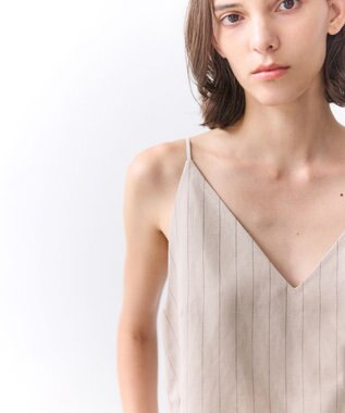 BEIGE， ERYTH / リネンストライプ キャミソール Flax × Bordeaux
