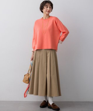 23区 【先行予約】バイカラーダブルフェイス ニット アプリコット×ベージュ