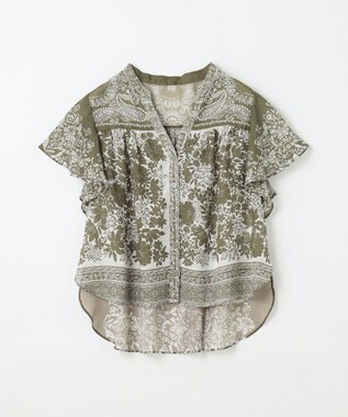 GRACE CONTINENTAL バンダナフレアスリーブブラウス カーキ