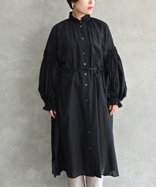 muuc 〈コットン100%強撚糸〉〈2WAY〉〈遠州織物の工場で織られた上質な生地〉〈シースルー〉〈ドライタッチ〉コットンドビーギャザー 羽織り＆ワンピースドレス