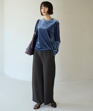 UNFILO ストレッチ ベロアロンT ブルーグレー