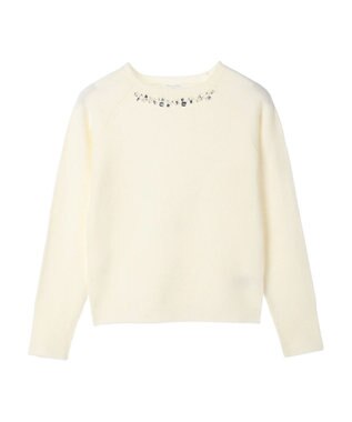 Green Parks ビジュー付きニットプルオーバー Off White