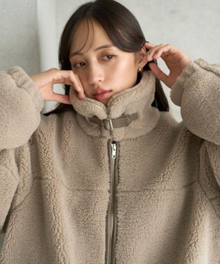 earth music&ecology ボアルーズブルゾン グレーベージュ