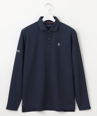 23区GOLF 【MEN】ミニワッフル長袖ポロ ネイビー系