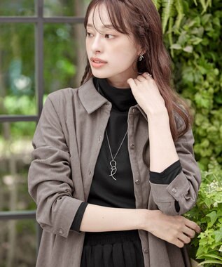 Tiaclasse L 【洗える】コーデュロイシャツチュニックブラウス モカ