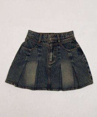 WEGO デニムプリーツミニスカート デニム中濃加工色