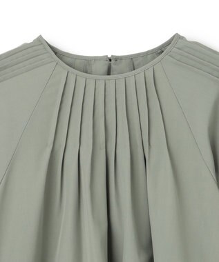 UNFILO イージーケア ピンタックブラウス カーキ