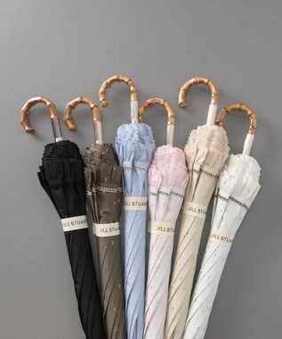 AURORA 【 JILL STUART（ジル スチュアート）】ラメドットカットジャカードフリル晴雨兼用パラソル(長傘) グレイッシュピンク