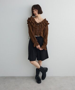 Green Parks ２ＷＡＹフリルブラウス Brown