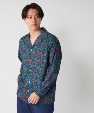 OP／FILA 【Ocean Pacific】プリント長袖オープンネックシャツ ネイビー