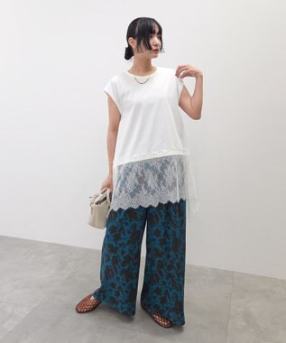 Green Parks 裾レースイレヘムフレンチＴシャツ White