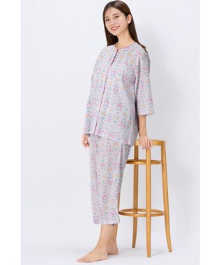 Wing パジャマ 綿100%(本体) 楊柳素材 高島ちぢみ（Ｒ） 7分袖 長袖 8分丈 レディース EP8043 ウイング／ワコール