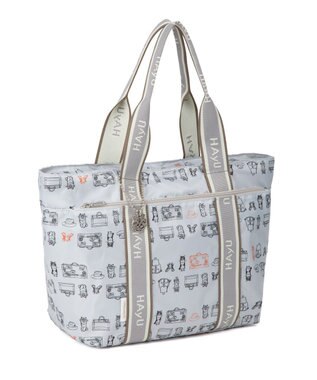 ACE BAGS & LUGGAGE 【雑誌掲載】 HAyU × ace.  フォールディング 折り畳みトートバッグ 猫柄 22L 17861 ライトベージュ柄