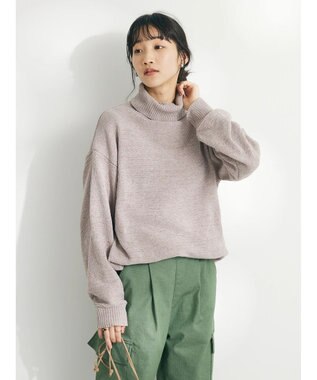 CRAFT STANDARD BOUTIQUE 洗えるコードモールタートルネックプルオーバー Gray Beige