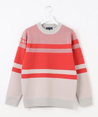 23区GOLF 【MEN】【洗える】カラーブロック 裏付き ニット ローズ系1