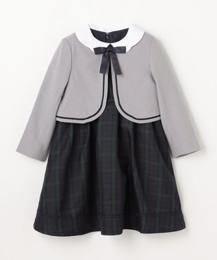 ANY KIDS 【2点セット】ノーカラー ボレロジャケット+襟付き ワンピース ブラックウォッチ