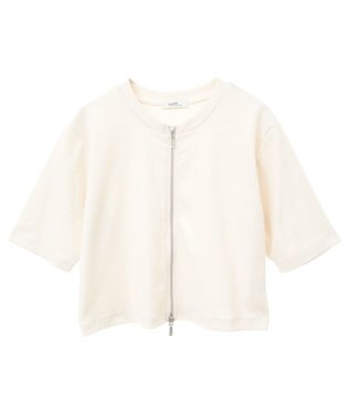 earth music&ecology カットリブＷジップカーディガン Ivory