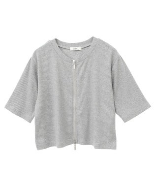 earth music&ecology カットリブＷジップカーディガン Gray Mixture
