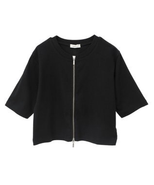 earth music&ecology カットリブＷジップカーディガン Black