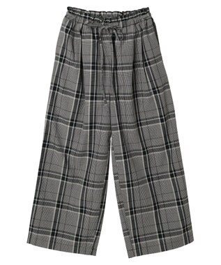 Green Parks 綿麻混バギーパンツ Check Black