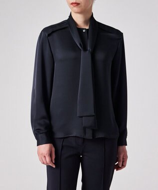 Paul Smith サテンボウタイ ブラウス ネイビー