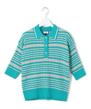 J.PRESS YORK STREET 【WOMEN】コットンボーダー ニットポロシャツ