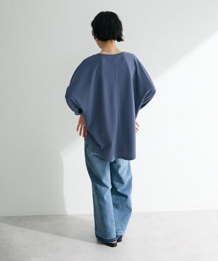 Green Parks ７分袖ミニ裏毛ドルマンロゴプルオーバー Navy