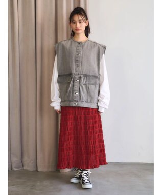 Green Parks ・ＥＬＥＮＣＡＲＥ　ＤＵＥ　ノーカラーデニムベスト Mix