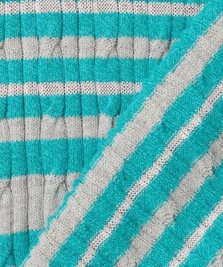 J.PRESS YORK STREET 【WOMEN】コットンボーダー ニットポロシャツ ライトグリーン系1