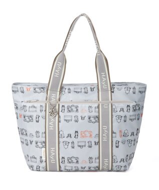 ACE BAGS & LUGGAGE 【雑誌掲載】 HAyU × ace.  フォールディング 折り畳みトートバッグ 猫柄 22L 17861 ライトベージュ柄