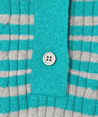 J.PRESS YORK STREET 【WOMEN】コットンボーダー ニットポロシャツ ライトグリーン系1