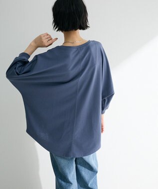 Green Parks ７分袖ミニ裏毛ドルマンロゴプルオーバー Navy