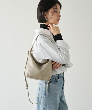 russet ソフトレザーシンプルショルダーバッグ (CE-1328-WEB) GrayBeige