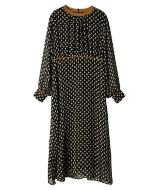 Green Parks armonia．ドットプリントパイピングワンピース Black