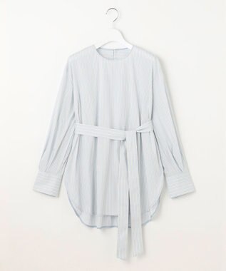 自由区 L 【洗える】SOMELOSチュニック ブラウス サックスストライプ