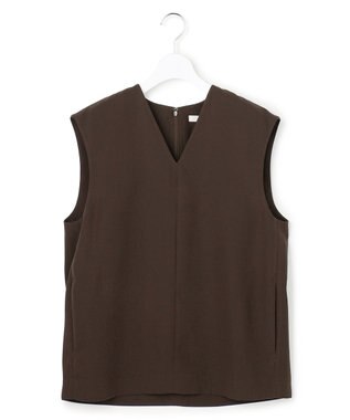 ICB L FluidBackSatin Vネックジレ ダークブラウン