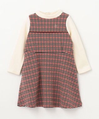 組曲 KIDS 【90-100㎝】チェックジャガード ワンピース ブラウン系3