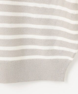 ANY L 【洗濯機可/アンチピリング/UVケア】アクリルガーターニット グレー×オフボーダー