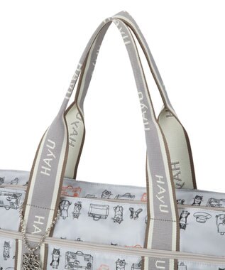 ACE BAGS & LUGGAGE 【雑誌掲載】 HAyU × ace.  フォールディング 折り畳みトートバッグ 猫柄 22L 17861 ライトベージュ柄