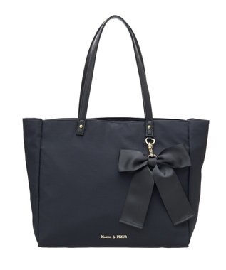 Maison de FLEUR リボンチャーム付き3ルームトートバッグ Black