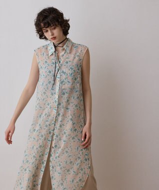 GRACE CONTINENTAL フラワーロングシャツ ベージュ