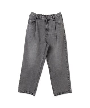WEGO 【ユニセックス着用ITEM/ウエストゴム/SMLサイズ展開】デニムルーズテーパードパンツ グレー