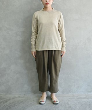 muuc 〈洗えるニット〉〈肌に優しいニット〉〈コットン＆カシミヤ〉〈通年着られるニット〉14Gハイゲージニットプルオーバー ベージュ