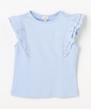 組曲 KIDS 【110-140㎝】 フルールフリルTシャツ サックスブルー