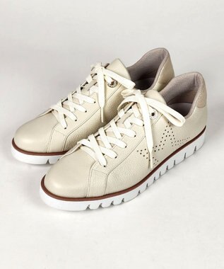 Dominic3 スターパンチングレザースニーカー ベージュ