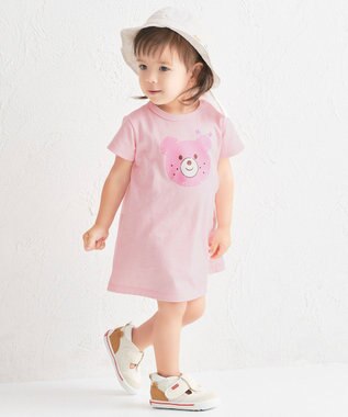 MIKI HOUSE HOT BISCUITS 【80-120cm】カラフルビーンズ フェイスプリント 半袖ワンピース