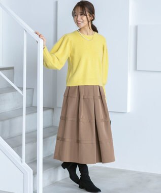 組曲 L 【WEB限定】フラッフィーファー パフスリーブニット イエロー系