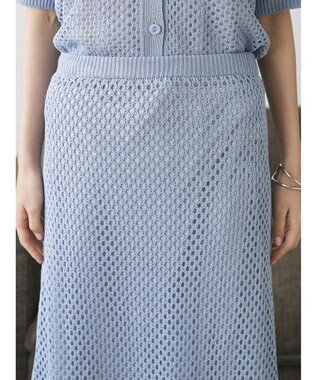 CRAFT STANDARD BOUTIQUE 配色メッシュニットスカート Grayish Blue