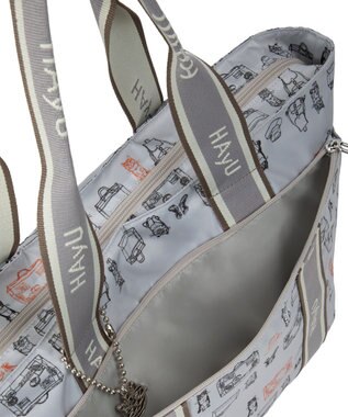 ACE BAGS & LUGGAGE 【雑誌掲載】 HAyU × ace.  フォールディング 折り畳みトートバッグ 猫柄 22L 17861 ライトベージュ柄